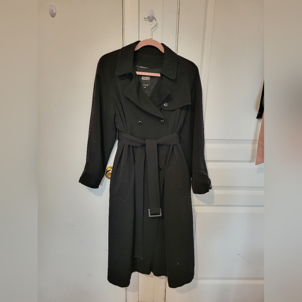 Hilary Radley Long Black Trench Coat – Size 6